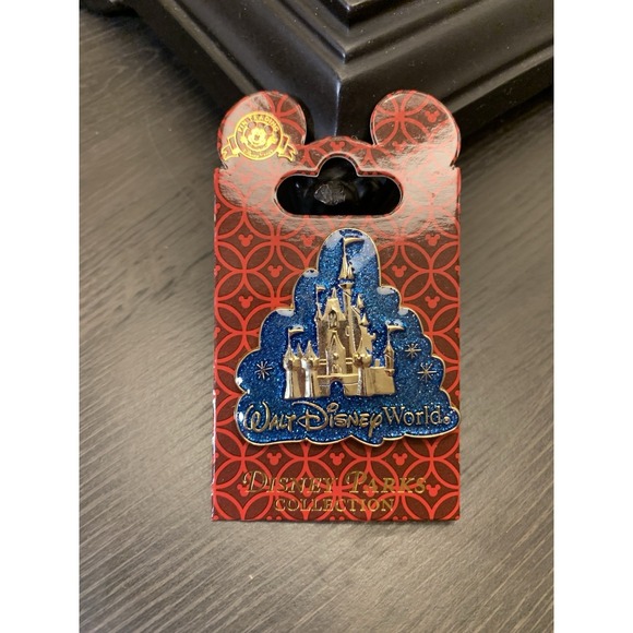 WDW Cinderella Castle WALT DISNEY WORLD Logo GLITTER Cloud Blue DISNEY PIN - Picture 2 of 5